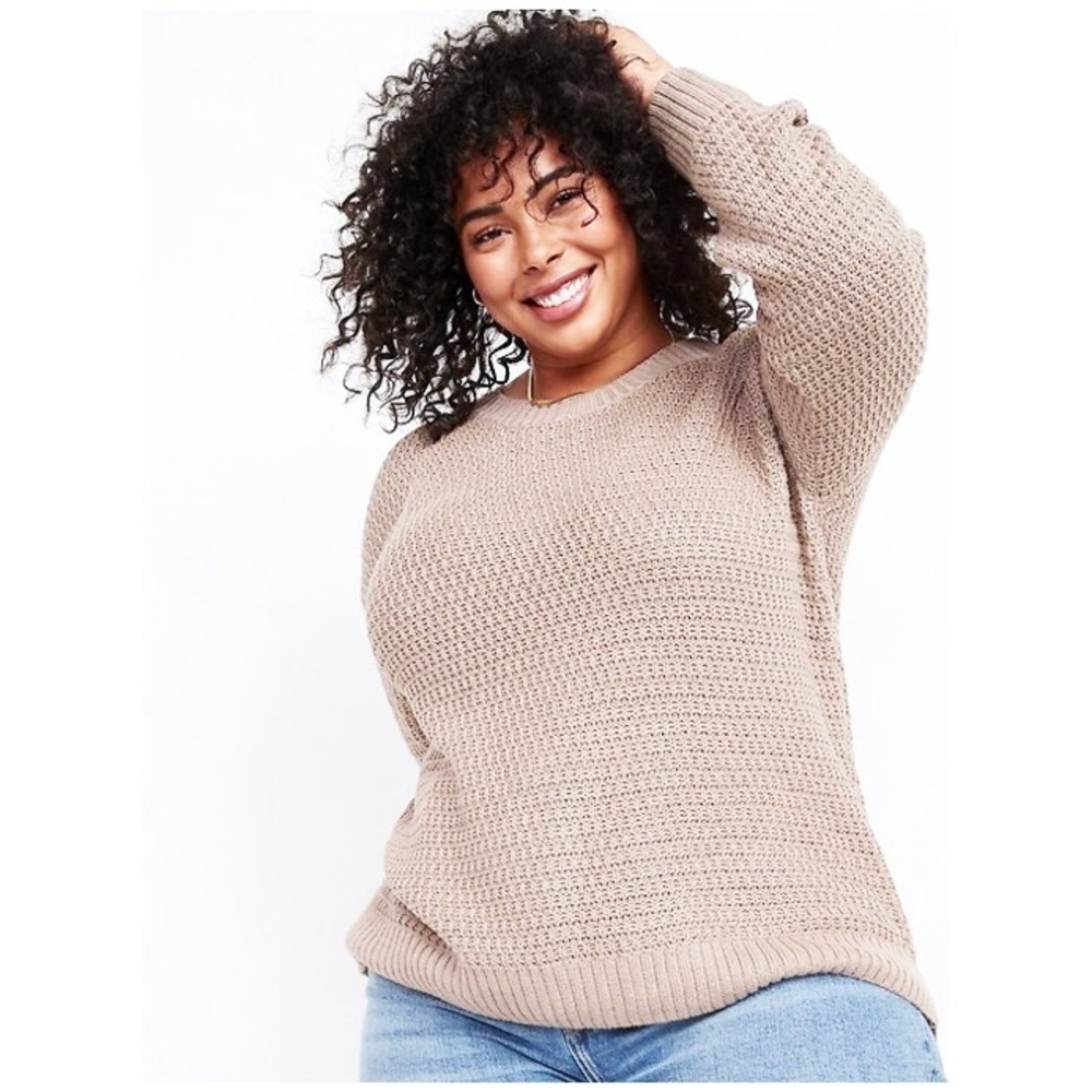 Old Navy : size : XS : oatmeal cream tan textured cotton-blend tunic sweater top